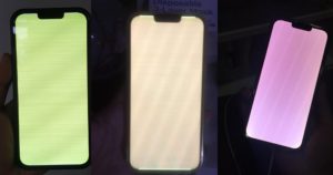 iphone ecran affichage vert , blanche